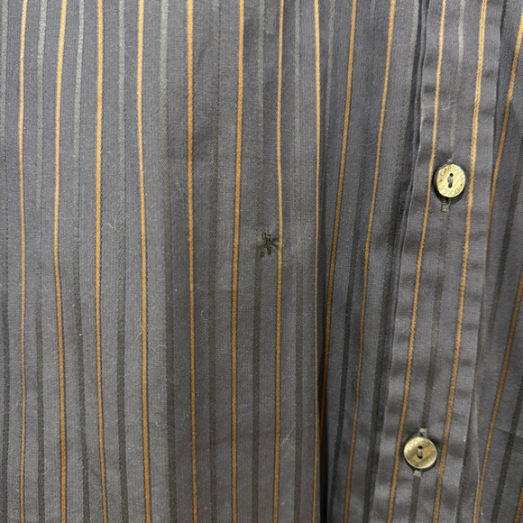 Dolce & Gabanna Martini mens navy long sleeve button down brown striped shirt - Picture 3 of 4